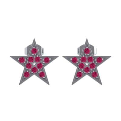 Pave Star Ruby Earrings (0.24 CTW) Side View