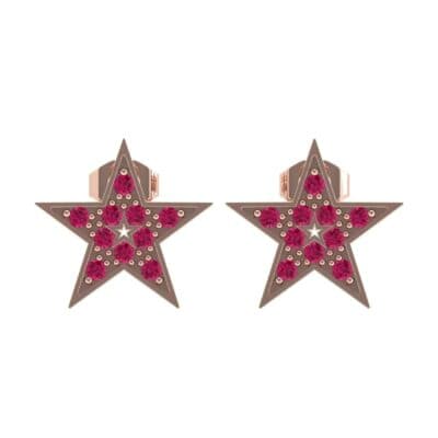 Pave Star Ruby Earrings (0.24 CTW) Side View