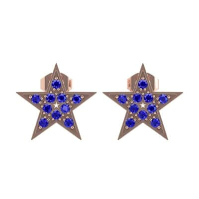 Pave Star Blue Sapphire Earrings (0.24 CTW) Side View