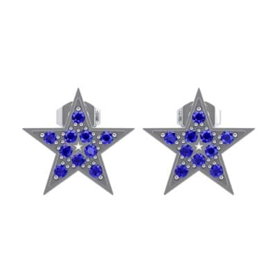 Pave Star Blue Sapphire Earrings (0.24 CTW) Side View