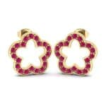 Pave Flora Ruby Earrings (0.48 CTW) Perspective View