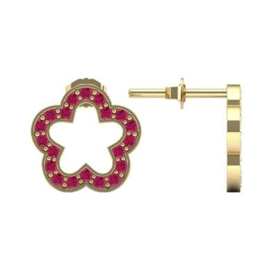 Pave Flora Ruby Earrings (0.48 CTW) Top Dynamic View