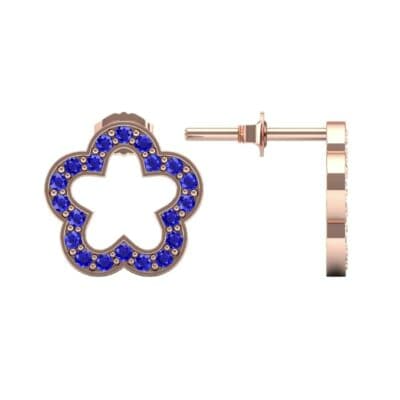 Pave Flora Blue Sapphire Earrings (0.48 CTW) Top Dynamic View