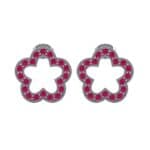 Pave Flora Ruby Earrings (0.48 CTW) Side View
