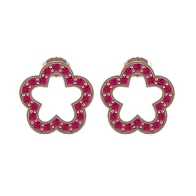 Pave Flora Ruby Earrings (0.48 CTW) Side View