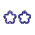 Pave Flora Blue Sapphire Earrings (0.48 CTW) Side View