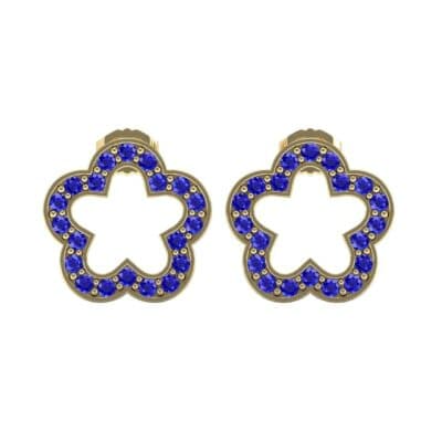 Pave Flora Blue Sapphire Earrings (0.48 CTW) Side View