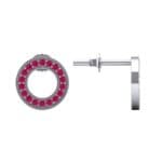 Pave Circle Ruby Earrings (0.19 CTW) Top Dynamic View