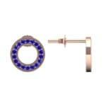 Pave Circle Blue Sapphire Earrings (0.19 CTW) Top Dynamic View