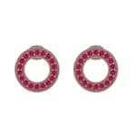 Pave Circle Ruby Earrings (0.19 CTW) Side View