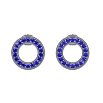 Pave Circle Blue Sapphire Earrings (0.19 CTW) Side View