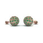 Pave Ball Emerald Earrings (0.7 CTW) Perspective View