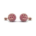 Pave Ball Ruby Earrings (0.7 CTW) Perspective View