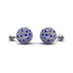 Pave Ball Blue Sapphire Earrings (0.7 CTW) Perspective View