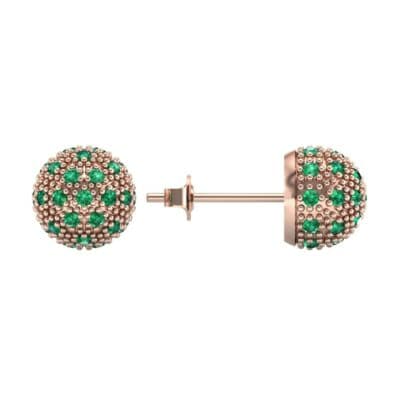 Pave Ball Emerald Earrings (0.7 CTW) Top Dynamic View