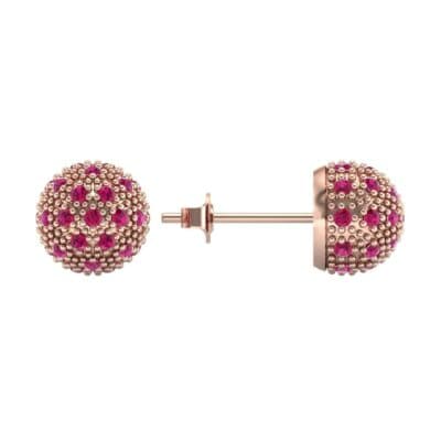 Pave Ball Ruby Earrings (0.7 CTW) Top Dynamic View
