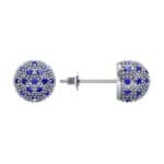 Pave Ball Blue Sapphire Earrings (0.7 CTW) Top Dynamic View