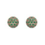 Pave Ball Emerald Earrings (0.7 CTW) Side View