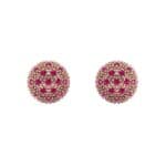 Pave Ball Ruby Earrings (0.7 CTW) Side View