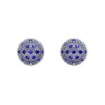 Pave Ball Blue Sapphire Earrings (0.7 CTW) Side View