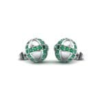Royal Dome Emerald Earrings (0.82 CTW) Perspective View