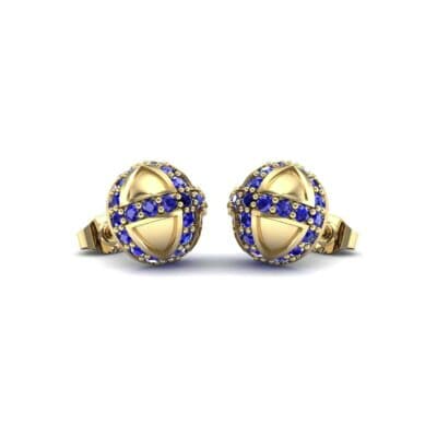 Royal Dome Blue Sapphire Earrings (0.82 CTW) Perspective View