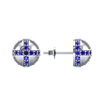 Royal Dome Blue Sapphire Earrings (0.82 CTW) Top Dynamic View