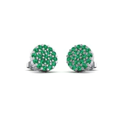 Round Emerald Cluster Earrings (0.76 CTW) Perspective View