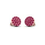 Round Ruby Cluster Earrings (0.76 CTW) Perspective View