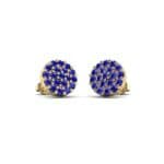 Round Blue Sapphire Cluster Earrings (0.76 CTW) Perspective View