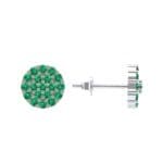 Round Emerald Cluster Earrings (0.76 CTW) Top Dynamic View