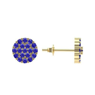 Round Blue Sapphire Cluster Earrings (0.76 CTW) Top Dynamic View