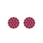 Round Ruby Cluster Earrings (0.76 CTW) Side View