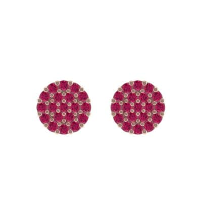 Round Ruby Cluster Earrings (0.76 CTW) Side View