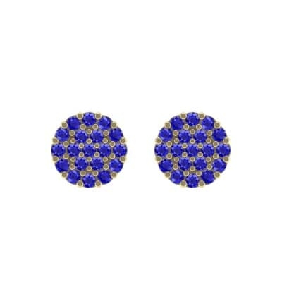 Round Blue Sapphire Cluster Earrings (0.76 CTW) Side View