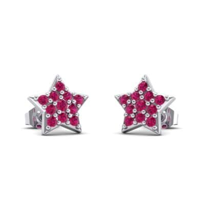 Pave Star Ruby Earrings (0.27 CTW) Perspective View