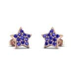 Pave Star Blue Sapphire Earrings (0.27 CTW) Perspective View