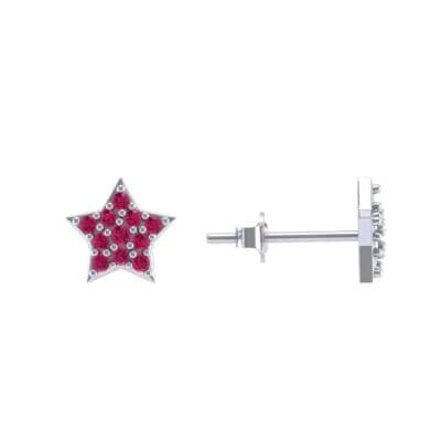 Pave Star Ruby Earrings (0.27 CTW) Top Dynamic View