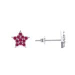 Pave Star Ruby Earrings (0.27 CTW) Top Dynamic View