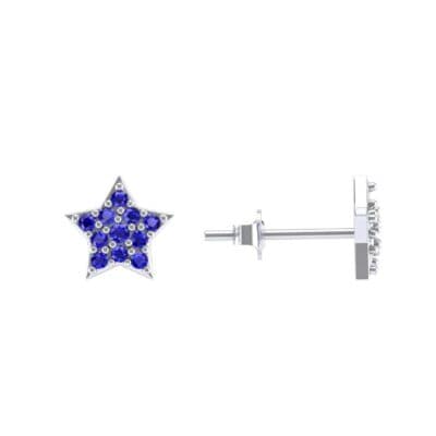 Pave Star Blue Sapphire Earrings (0.27 CTW) Top Dynamic View