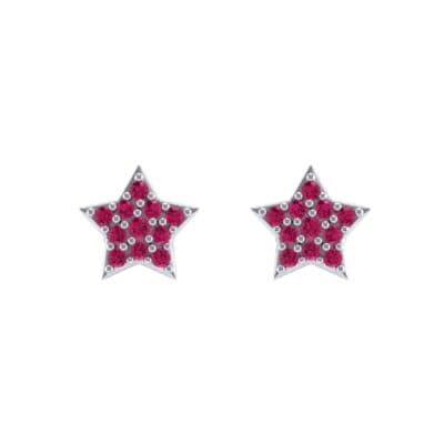 Pave Star Ruby Earrings (0.27 CTW) Side View