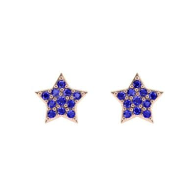 Pave Star Blue Sapphire Earrings (0.27 CTW) Side View