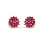 Classic Ruby Cluster Earrings (1.14 CTW) Perspective View