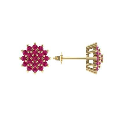 Classic Ruby Cluster Earrings (1.14 CTW) Top Dynamic View
