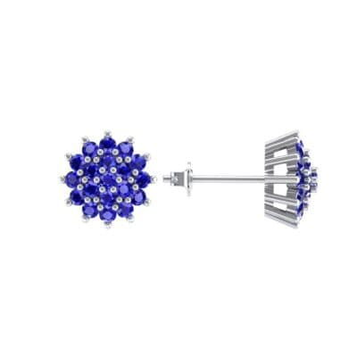 Classic Blue Sapphire Cluster Earrings (1.14 CTW) Top Dynamic View