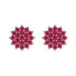 Classic Ruby Cluster Earrings (1.14 CTW) Side View