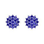 Classic Blue Sapphire Cluster Earrings (1.14 CTW) Side View