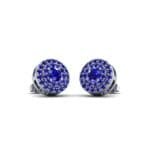 Double Halo Prong-Set Blue Sapphire Earrings (1.24 CTW) Perspective View