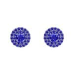 Double Halo Prong-Set Blue Sapphire Earrings (1.24 CTW) Side View