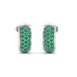 Curved Rectangle Pave Emerald Earrings (0.54 CTW) Perspective View